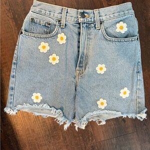 Floral Embroidered Denim Shorts